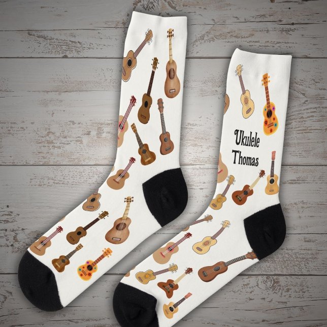 Chaussette Motif d'ukulélé avec nom (Créateur téléchargé)