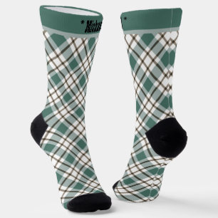 Chaussette motif écossais vert à damiers clair