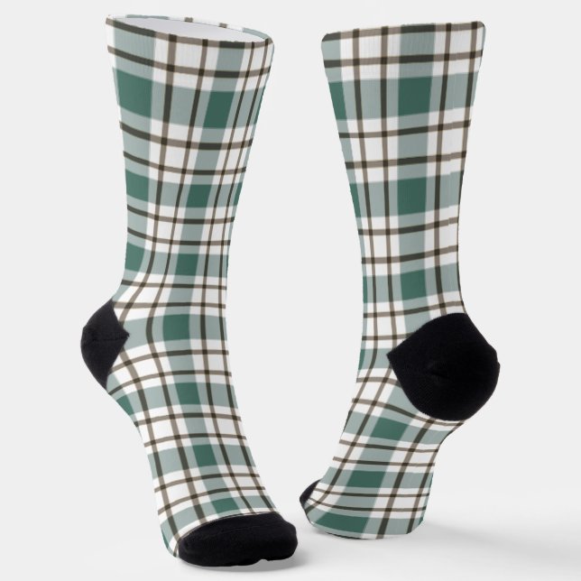 Chaussette motif écossais vert à damiers clair (Angulaire)