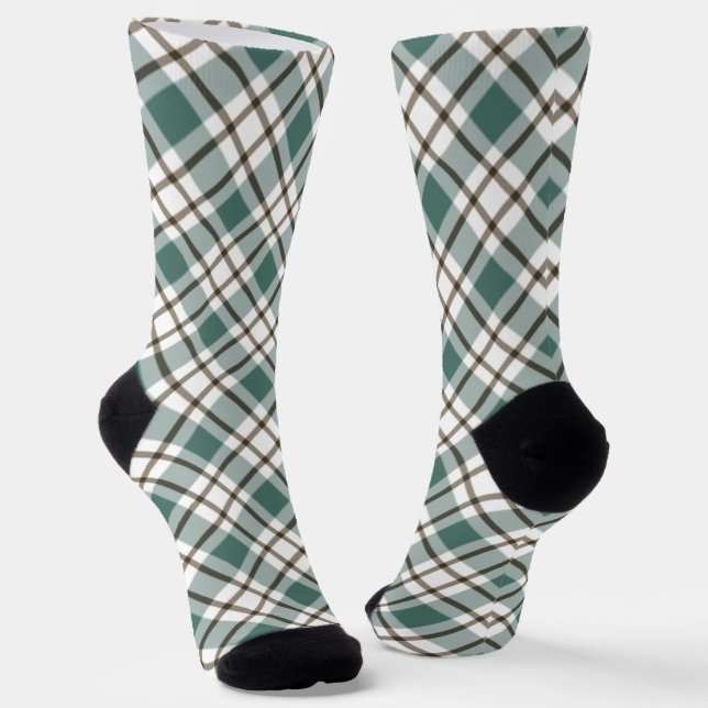 Chaussette motif écossais vert à damiers clair (Angulaire)