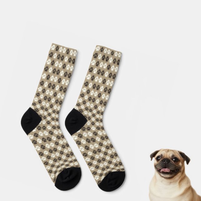 Chaussette Motif Empreinte de Patte Terreux Sable (Créateur téléchargé)