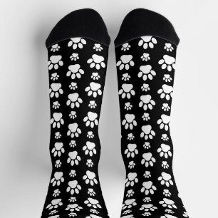 Chaussette Motif, Empreintes de pattes, pattes de chien, noir