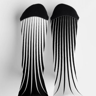 Chaussette Motif en bande blanche et noire très unique