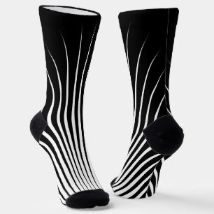 Chaussette Motif en bande blanche et noire très unique