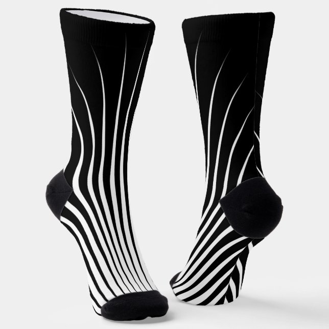 Chaussette Motif en bande blanche et noire très unique (Angulaire)