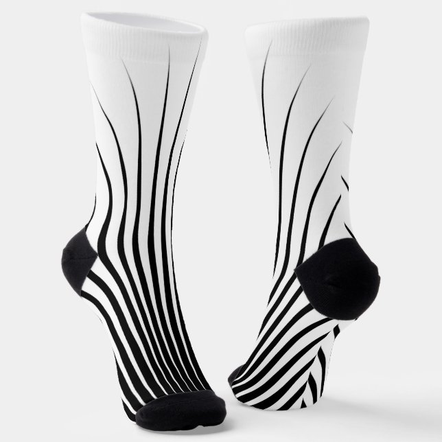 Chaussette Motif en bande blanche noire très unique (Angulaire)