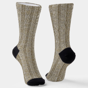 Chaussette Motif en tricot rayé Jersey dans un beige doux