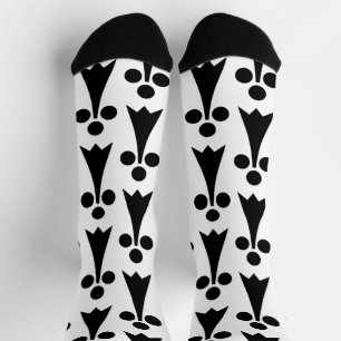 Chaussette Motif Ermine, Motif médiéval, noir sur blanc
