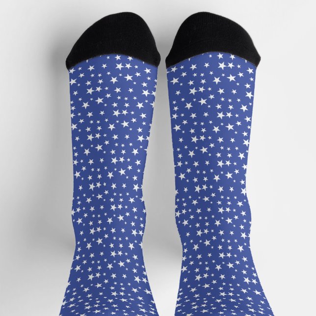 Chaussette Motif étoile blanche sur chaussettes bleues (Haut)