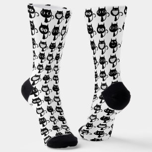Chaussette Motif Expressions de chats noirs mignons