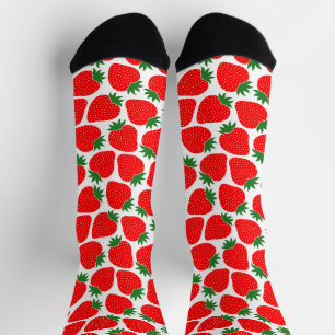 Chaussette Motif Fantaisiste à la Fraise Rouge Festive Mignon