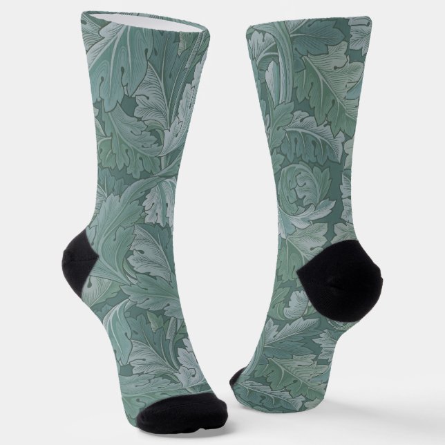 Chaussette Motif feuille d'acanthe bleu sarcelle de William M (Angulaire)