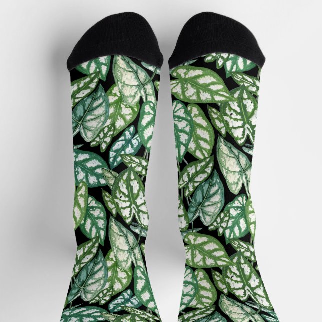 Chaussette Motif Feuille vert tropical (Haut)