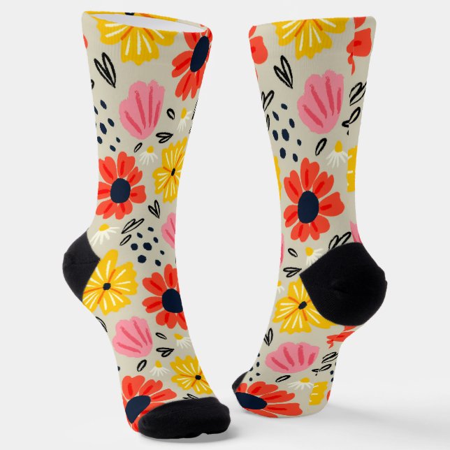 Chaussette Motif Fleur de Printemps  (Angulaire)