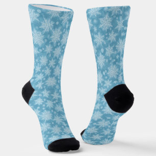 Chaussette Motif flocon de neige bleu