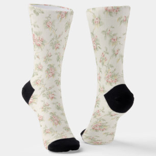 Chaussette Motif floral Cottagecore de rose rose vintage