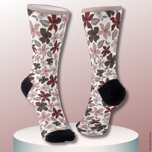 Chaussette Motif floral couleurs d'automne texte et nom