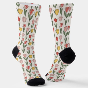 Chaussette Motif floral de tulipe moderne, botanique printani