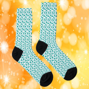 Chaussette Motif floral et cachemire bleu sarcelle et aqua su