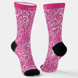Chaussette Motif floral paisley rose vif personnalisé
