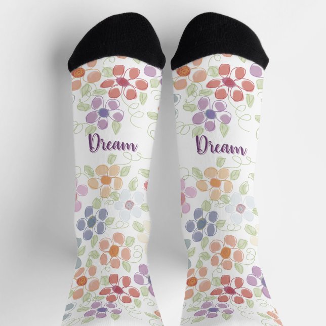 Chaussette Motif floral pastel (Haut)