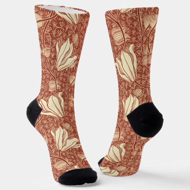 Chaussette Motif floral Red Lily de style William Morris (Angulaire)