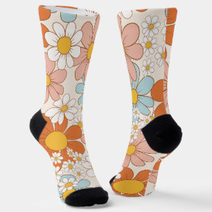 Chaussette Motif floral rétro groovy sans couture de margueri