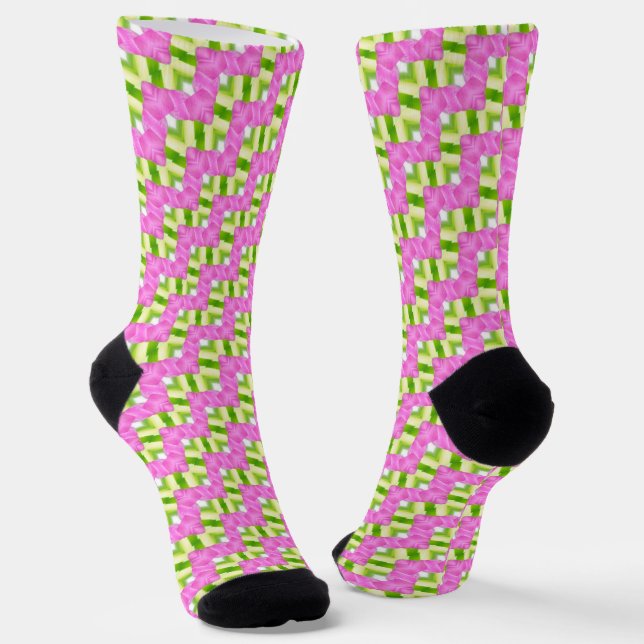Chaussette Motif floral rose (Angulaire)