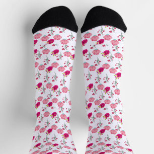 Chaussette Motif floral rouge et rose élégant