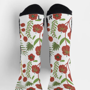 Chaussette Motif floral rouge sans couture sur arrière - plan
