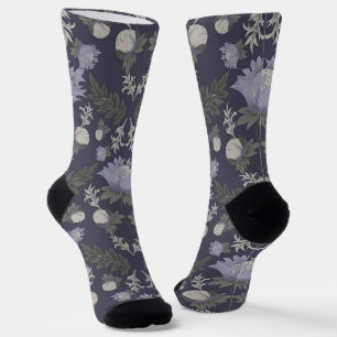Chaussette Motif floral symétrique violet foncé