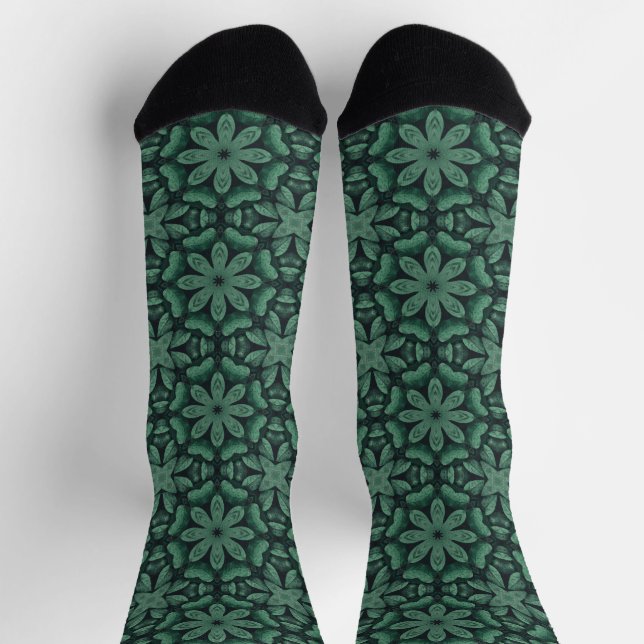 Chaussette Motif floral vert (Haut)