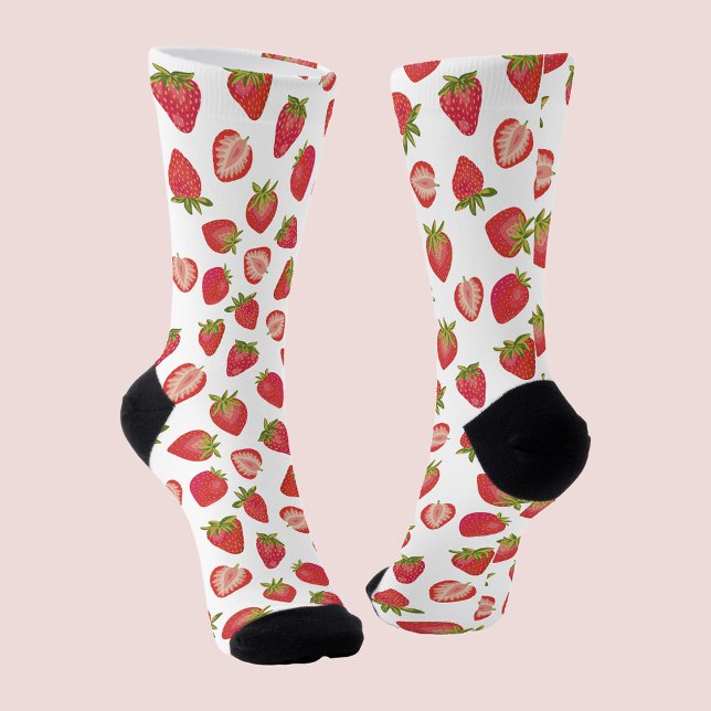 Chaussette Motif Fraise d'Été (Fun summer strawberry socks.)