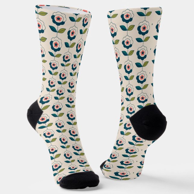 Chaussette Motif Fun Jardin Retro (Angulaire)