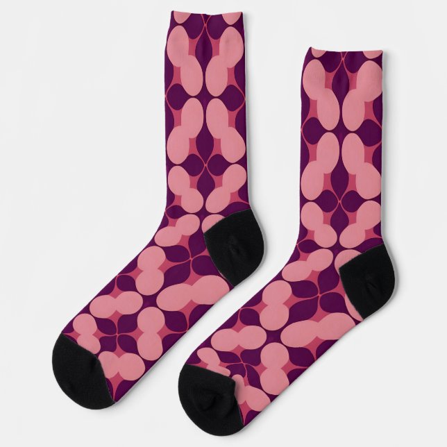 Chaussette Motif géométrique abstrait dans des tons rose et v (Gauche)