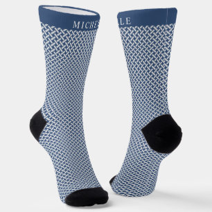 Chaussette Motif géométrique bleu foncé personnalisé