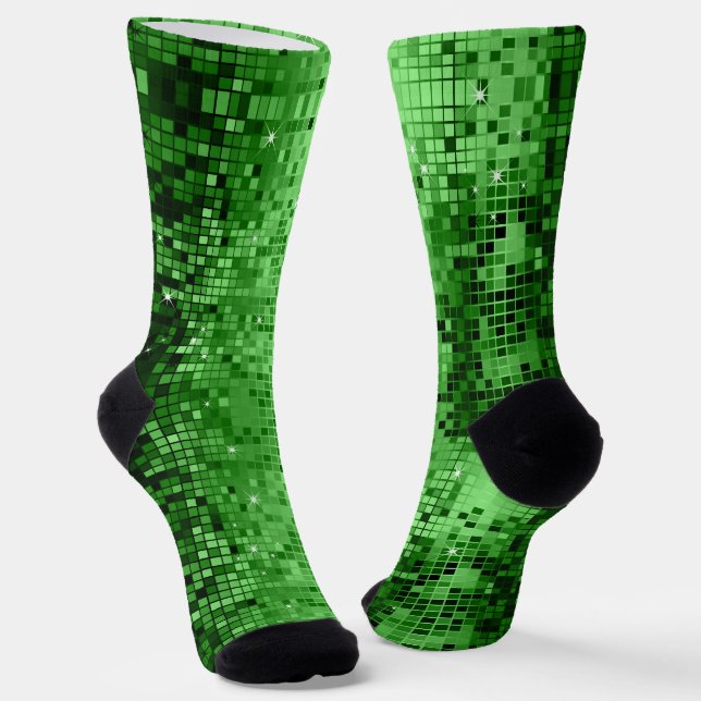 Chaussette Motif géométrique carré vert (Angulaire)