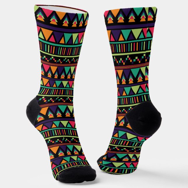 Chaussette Motif géométrique de couleur vive (Angulaire)