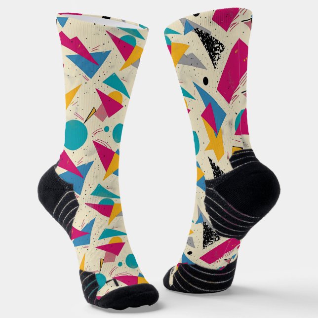 Chaussette motif géométrique des années 80 (Angulaire)