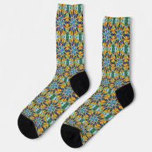 Motif géométrique fractal bleu et jaune