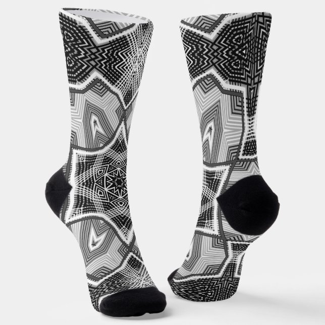 Chaussette Motif géométrique noir blanc (Angulaire)