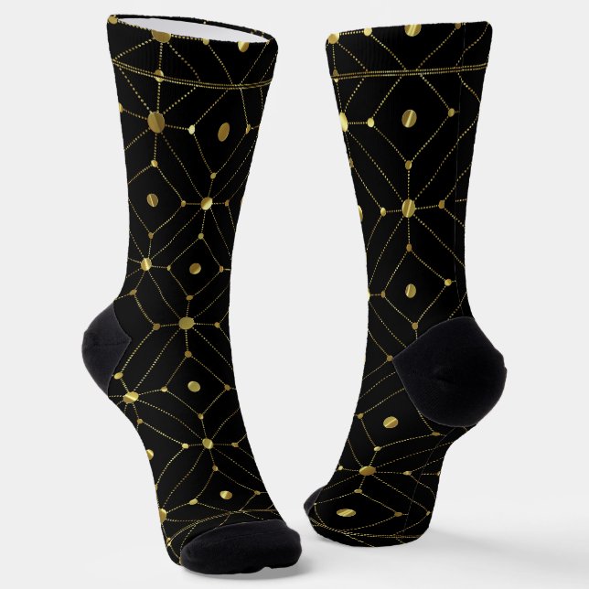 Chaussette Motif géométrique or et noir (Angulaire)