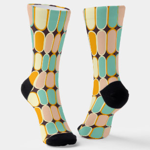 Chaussette Motif géométrique rétro avec des ovales verticaux