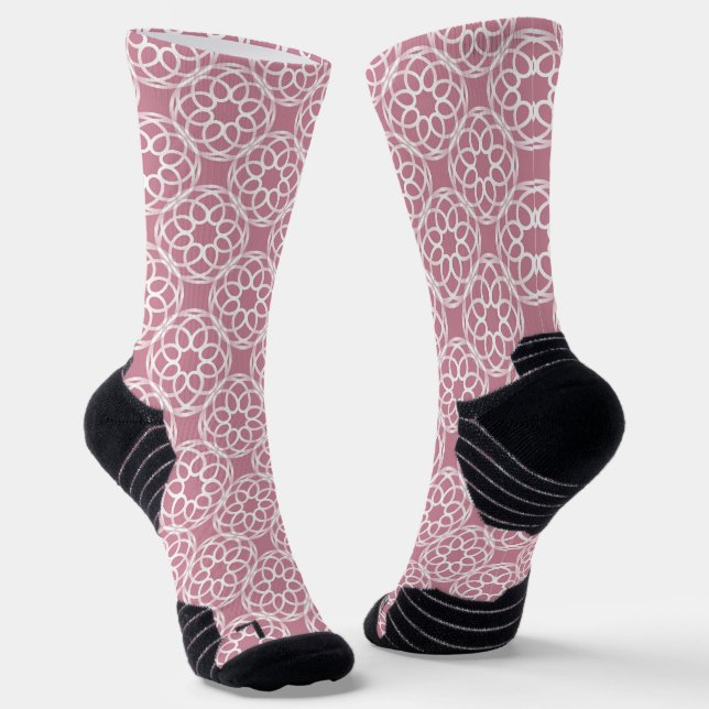 Chaussette Motif géométrique sans couture rose blanc (Angulaire)