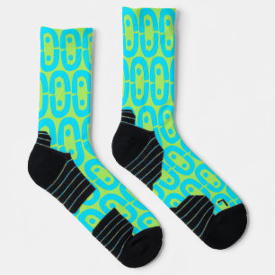 Chaussette Motif géométrique turquoise et vert lime