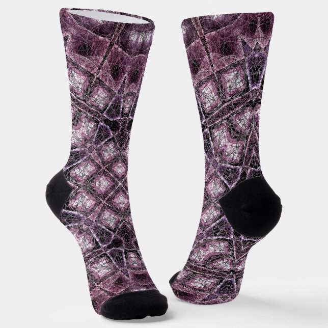 Chaussette Motif géométrique violet avec symétrie complexe (Angulaire)