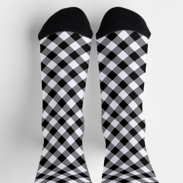 Chaussette Motif Gingham à Diamants Noir et Blanc (Haut)