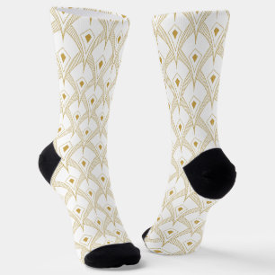 Chaussette Motif Gold Art Déco sur arrière - plan blanc