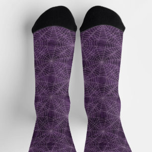 Chaussette Motif gothique violet et argenté Spiderweb