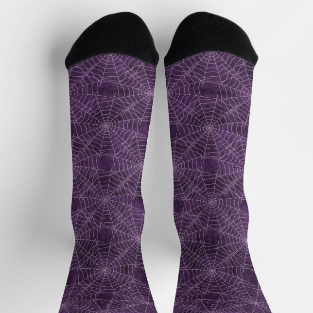 Chaussette Motif gothique violet et argenté Spiderweb (Haut)